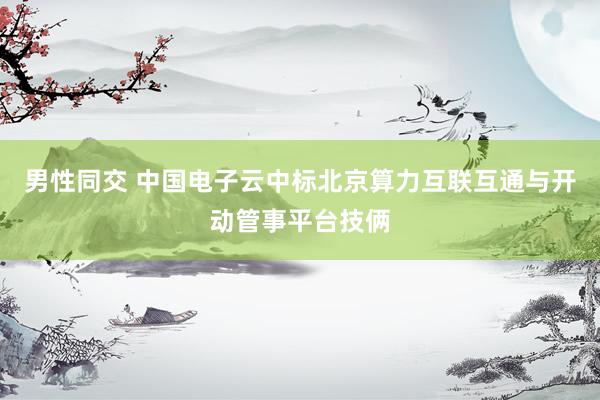 男性同交 中国电子云中标北京算力互联互通与开动管事平台技俩