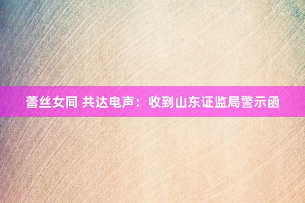 蕾丝女同 共达电声：收到山东证监局警示函
