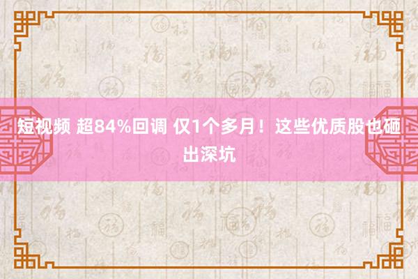 短视频 超84%回调 仅1个多月！这些优质股也砸出深坑