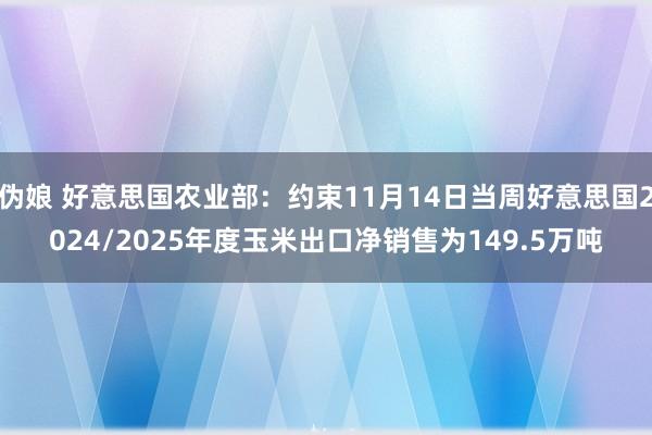 伪娘 好意思国农业部：约束11月14日当周好意思国2024/2025年度玉米出口净销售为149.5万吨