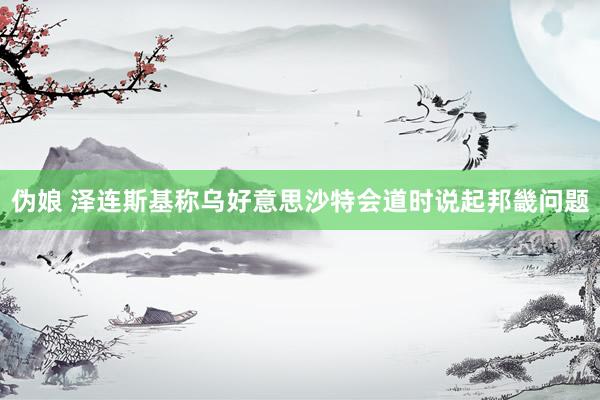 伪娘 泽连斯基称乌好意思沙特会道时说起邦畿问题