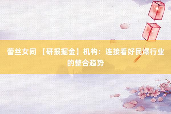 蕾丝女同 【研报掘金】机构：连接看好民爆行业的整合趋势