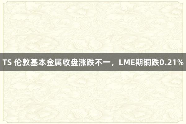 TS 伦敦基本金属收盘涨跌不一，LME期铜跌0.21%