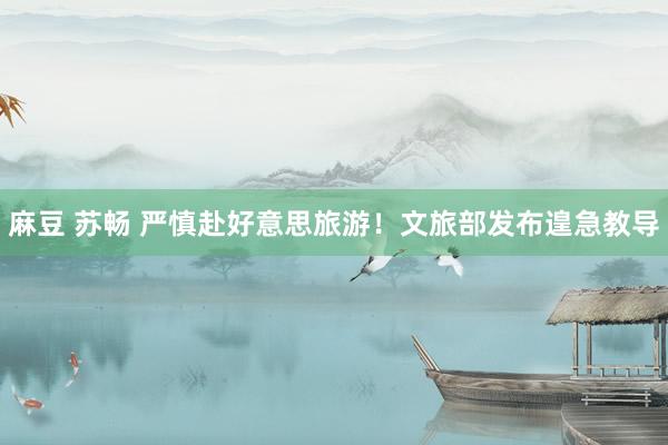麻豆 苏畅 严慎赴好意思旅游！文旅部发布遑急教导