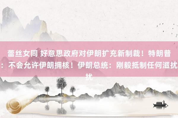 蕾丝女同 好意思政府对伊朗扩充新制裁！特朗普：不会允许伊朗拥核！伊朗总统：刚毅抵制任何滋扰